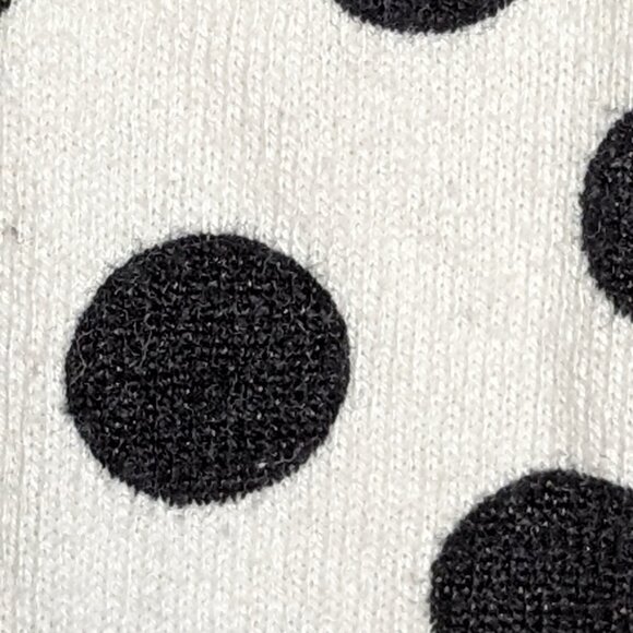 Ann Taylor Classic Cardigan, Winter White with Black Polka-dots, 3/4 sleeve, Siz - Picture 5 of 7